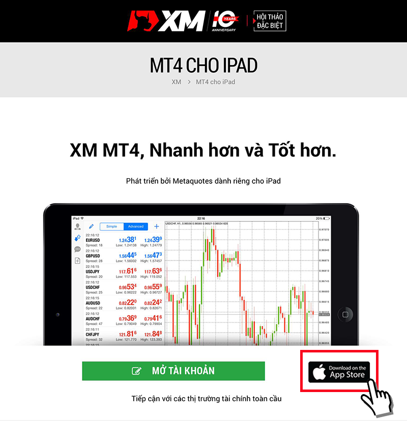 trang iPad trang web chính thức XM